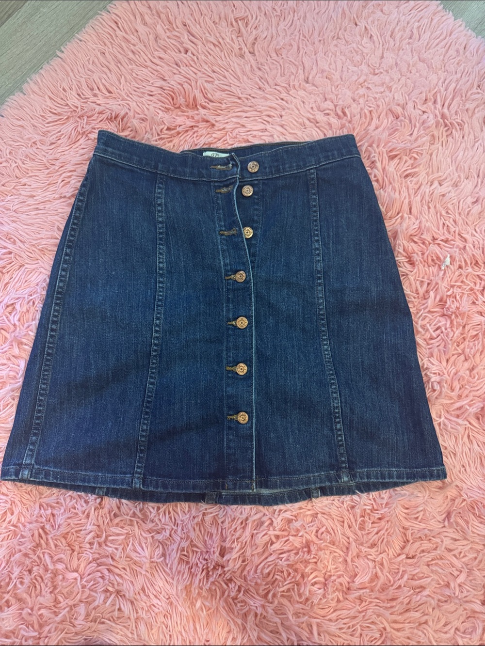J. Crew Dark Blue Button-Front Denim A-Line Skirt